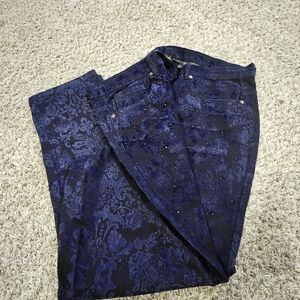 DG2 by Diane Gilman Blue Patterned Boot Cut Jeans